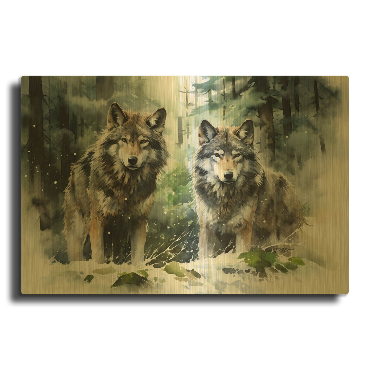 'Wild Life Of Predators In Watercolor 9' By Momart Gold Metal Wall Art