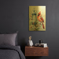 'Winter Lanterns With Birds 3' By Momart Gold Metal Wall Art