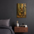 'Wolf In The Forest' By Momart Gold Metal Wall Art
