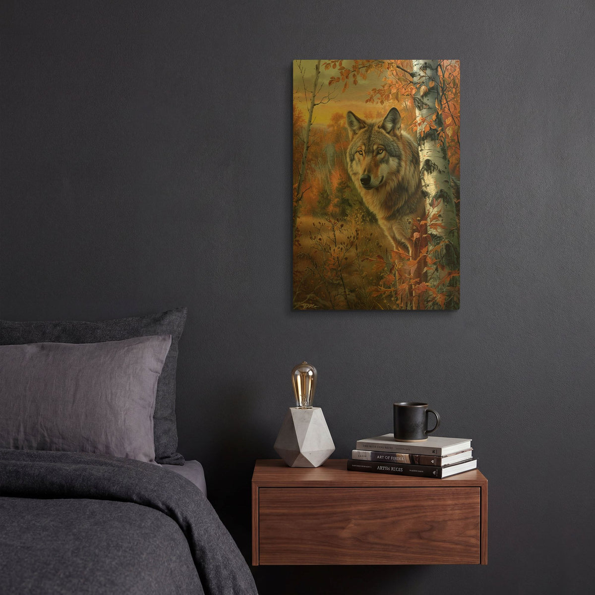 'Wolf’s Portrait' By Momart Gold Metal Wall Art