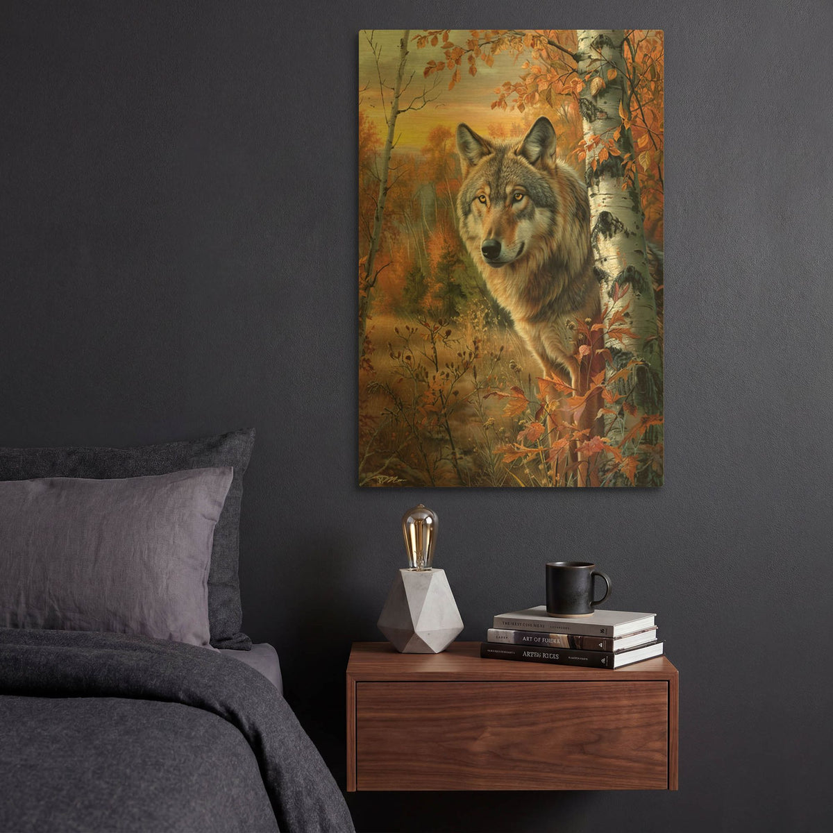 'Wolf’s Portrait' By Momart Gold Metal Wall Art