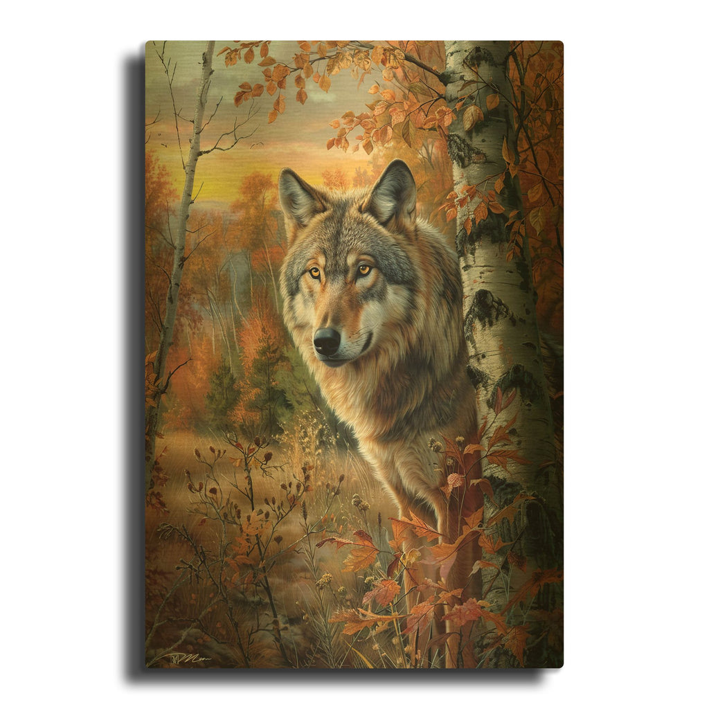 'Wolf’s Portrait' By Momart Gold Metal Wall Art