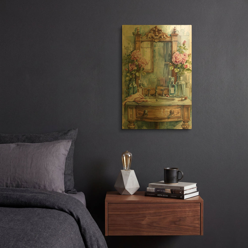'Wooden Sink With Mirror' By Momart Gold Metal Wall Art