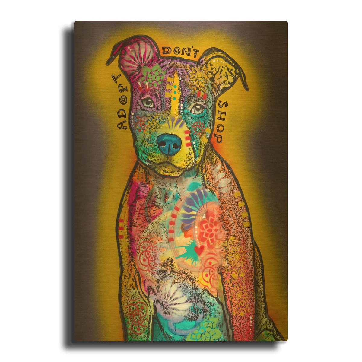 'Adopt Dont Shop' By Dean Russo Gold Metal Wall Art