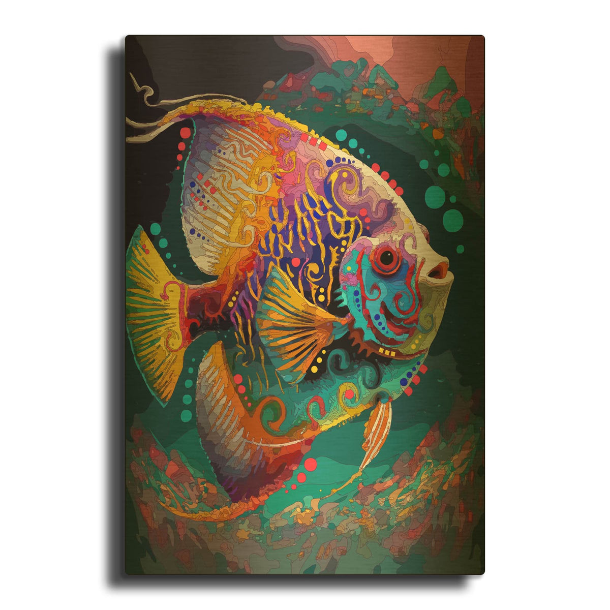 'Angelfish' By Dean Russo Gold Metal Wall Art