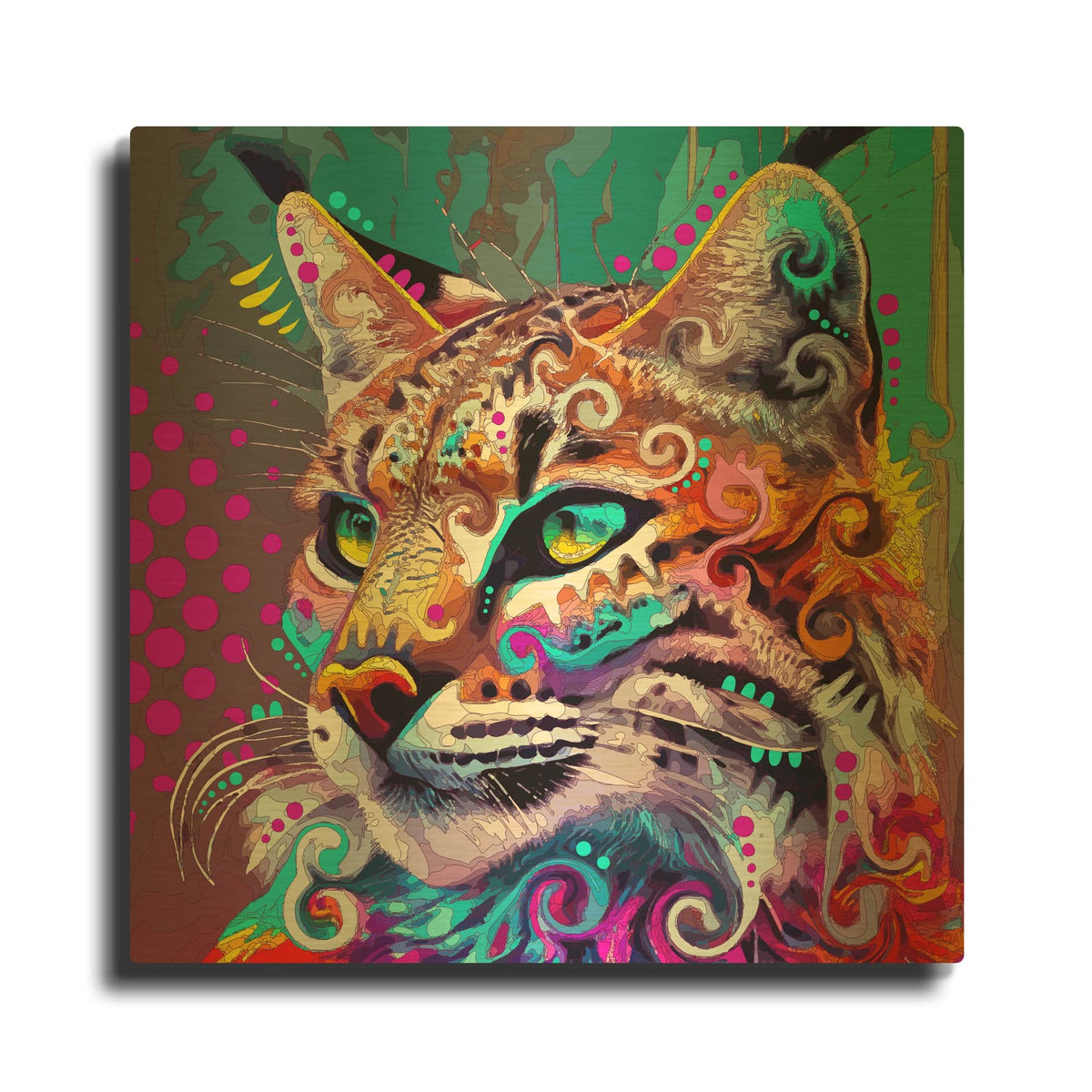 'Bobcat' By Dean Russo Gold Metal Wall Art