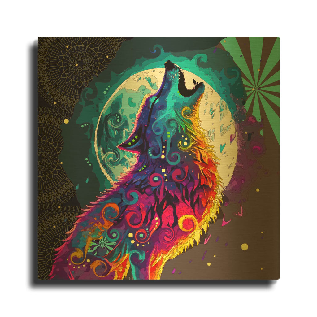 'Call To The Moon' By Dean Russo Gold Metal Wall Art