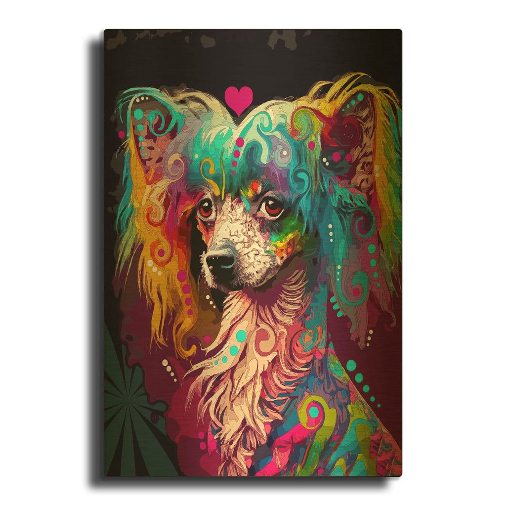 'Chinese Crested' By Dean Russo Gold Metal Wall Art