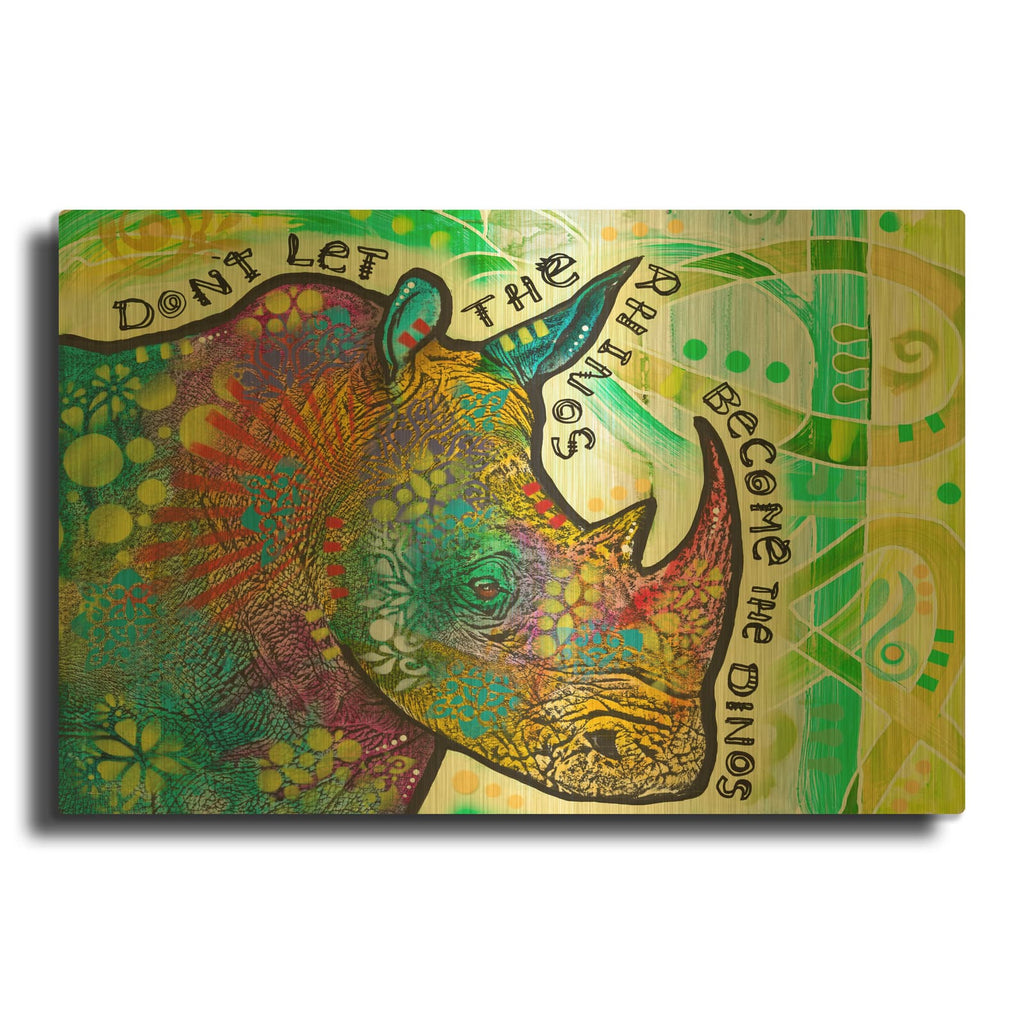 'Conservancy For Rhinos' By Dean Russo Gold Metal Wall Art