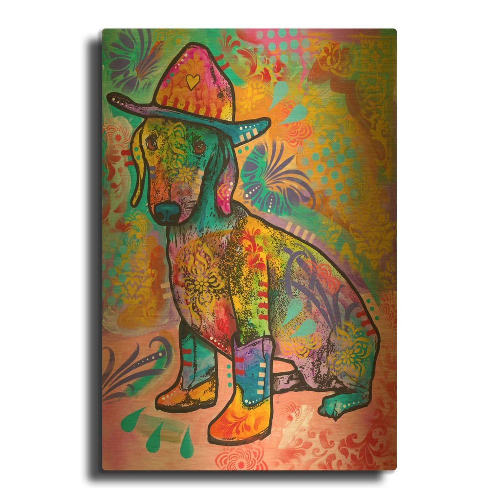'Cowboy Pupper' By Dean Russo Gold Metal Wall Art