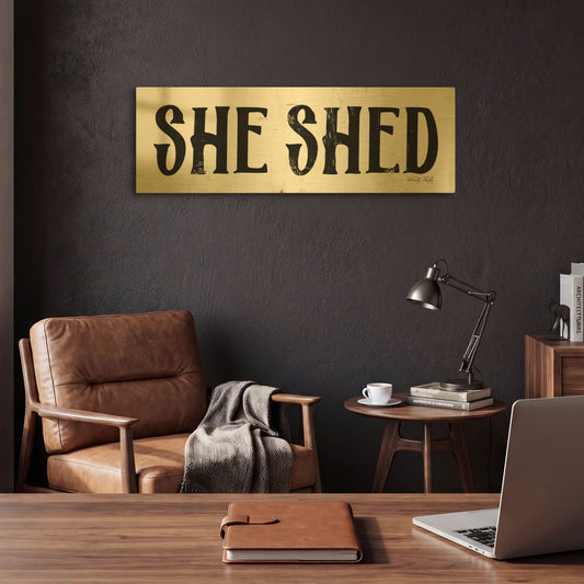 'She Shed' By Cindy Jacobs Gold Metal Wall Art