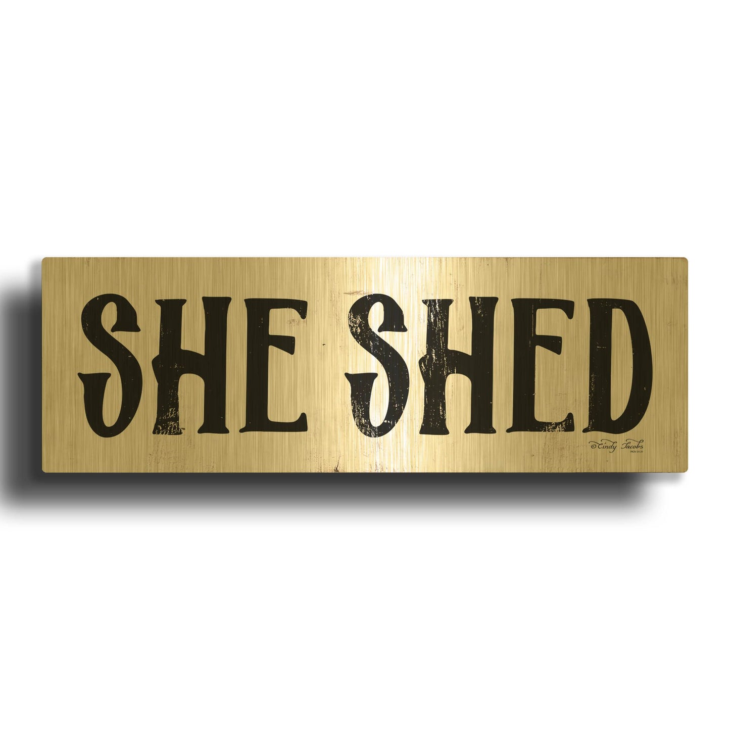 'She Shed' By Cindy Jacobs Gold Metal Wall Art