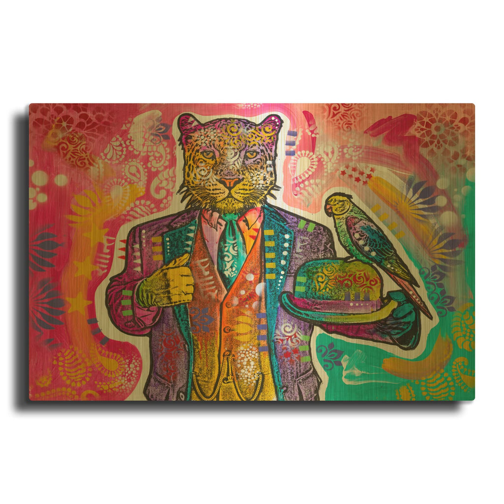 'Gentleman Leopard' By Dean Russo Gold Metal Wall Art