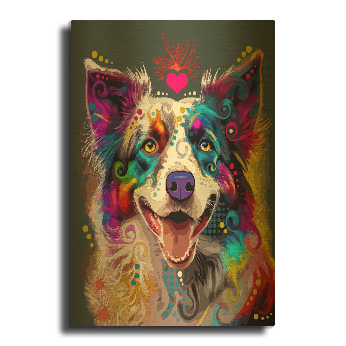 'Happy Border' By Dean Russo Gold Metal Wall Art