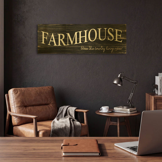 'Farmhouse' By Cindy Jacobs Gold Metal Wall Art