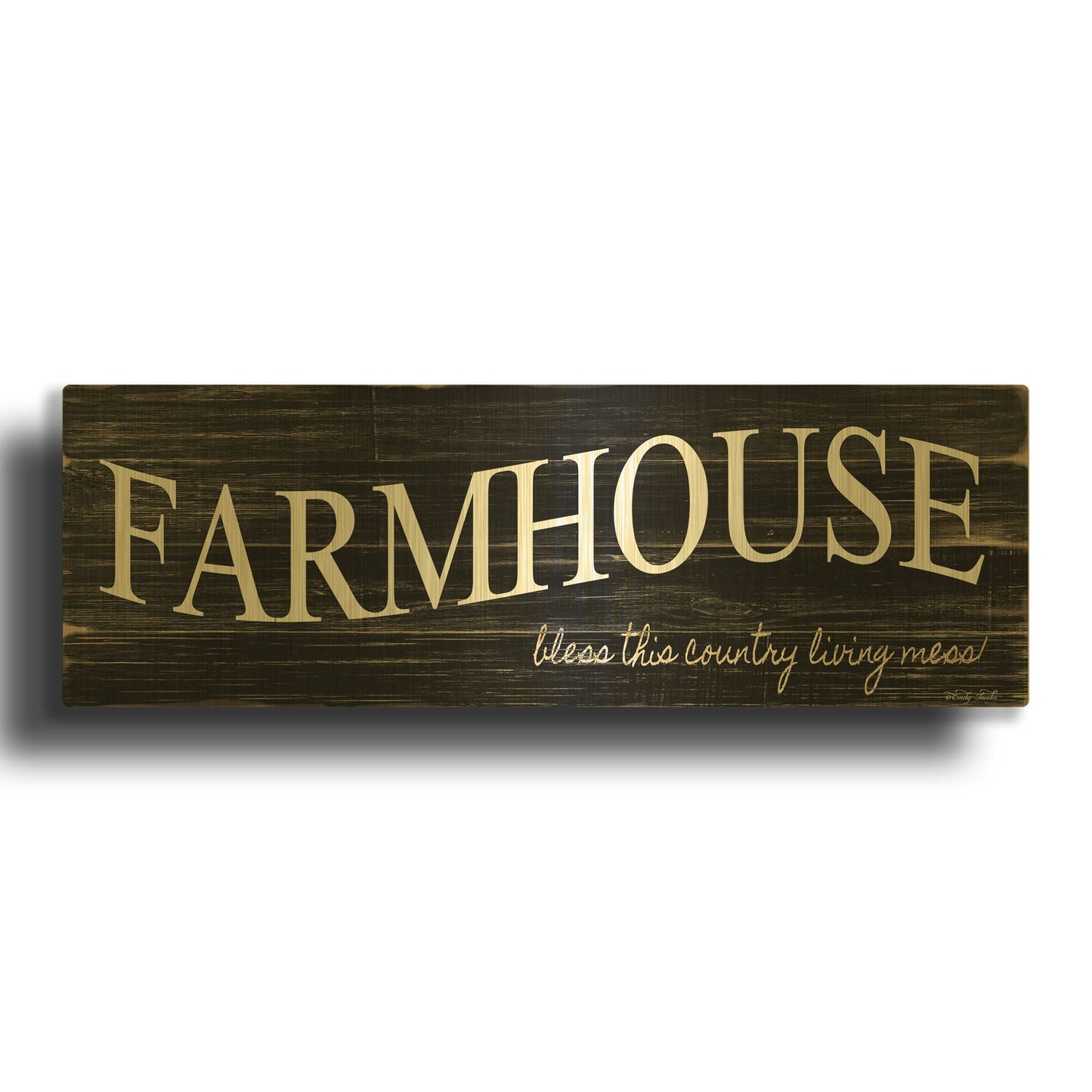 'Farmhouse' By Cindy Jacobs Gold Metal Wall Art