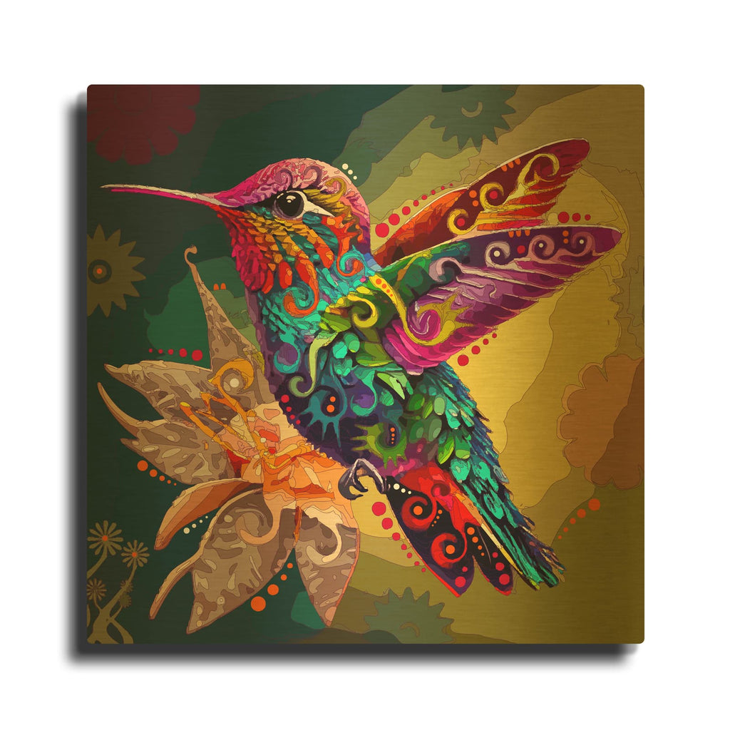 'Hummingbird' By Dean Russo Gold Metal Wall Art