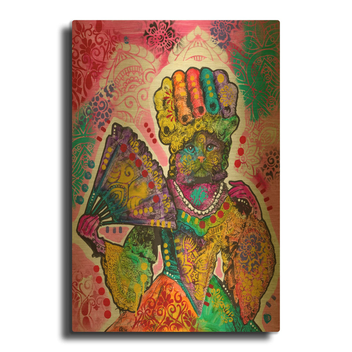'Marie Antoinette Kitty' By Dean Russo Gold Metal Wall Art