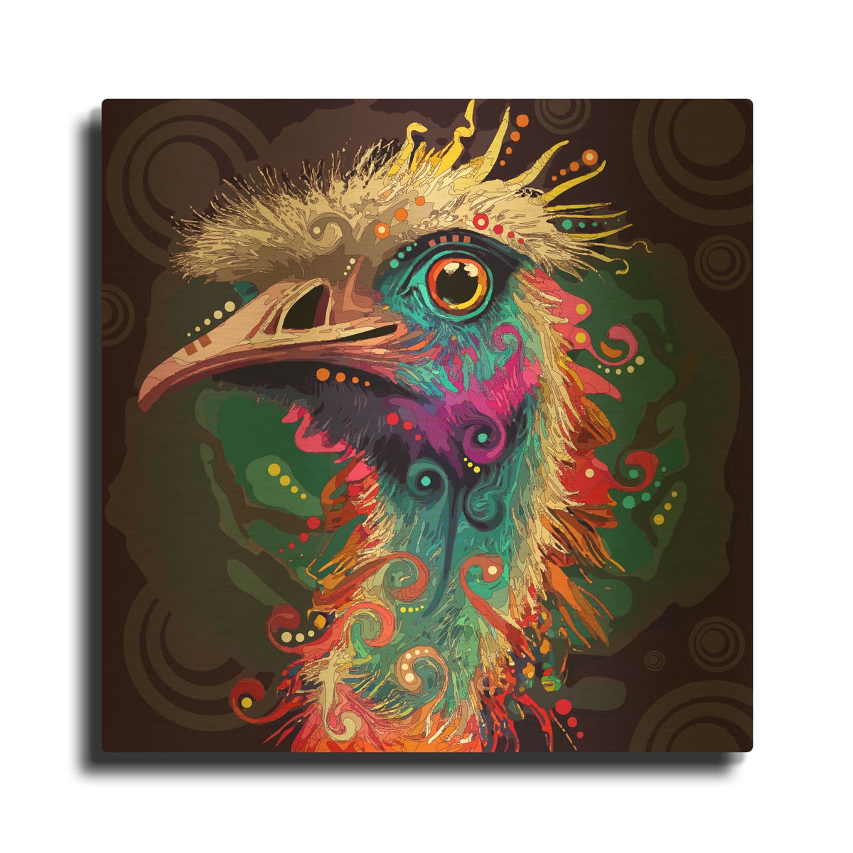 'Ostrich' By Dean Russo Gold Metal Wall Art