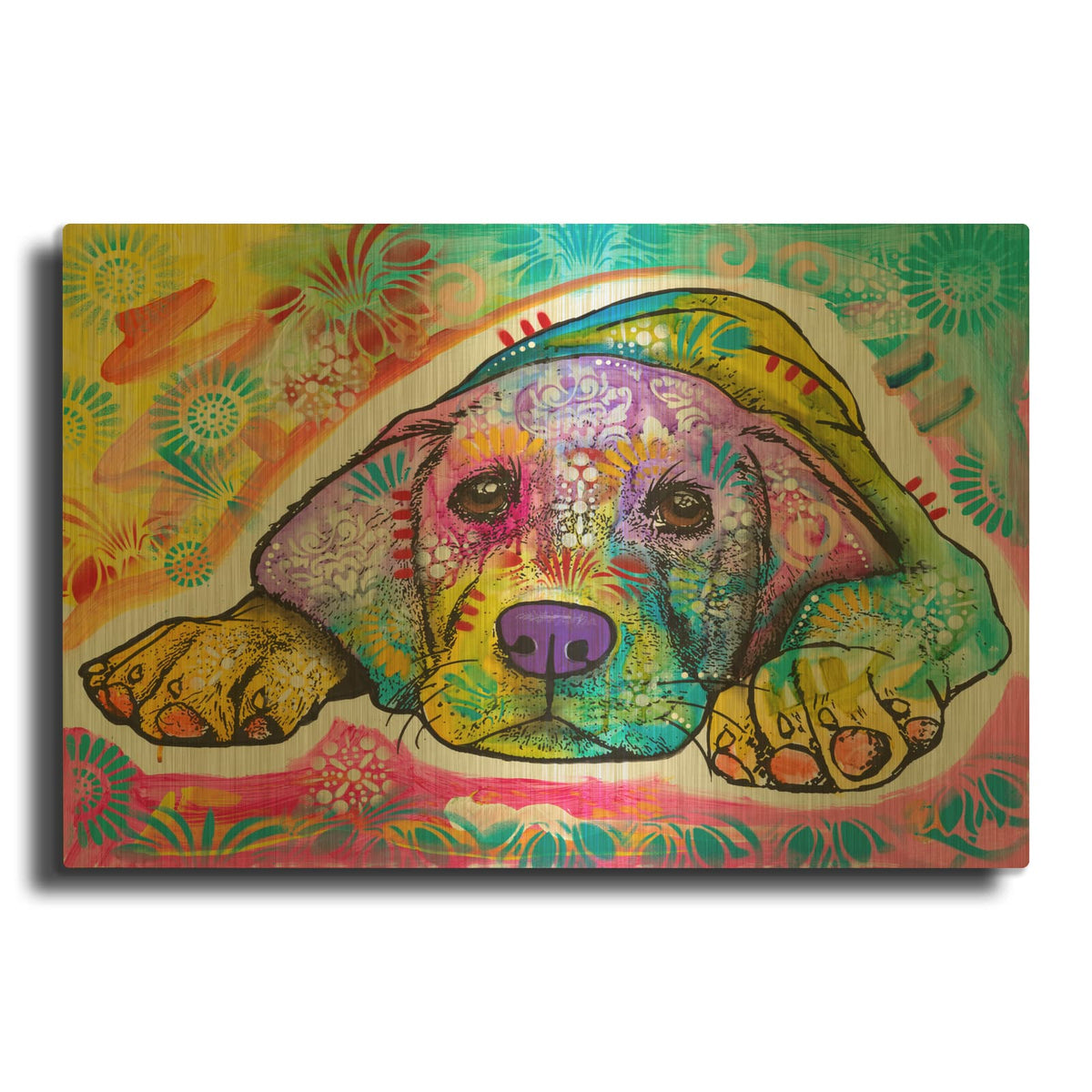 'Puppy Eyes Ii' By Dean Russo Gold Metal Wall Art
