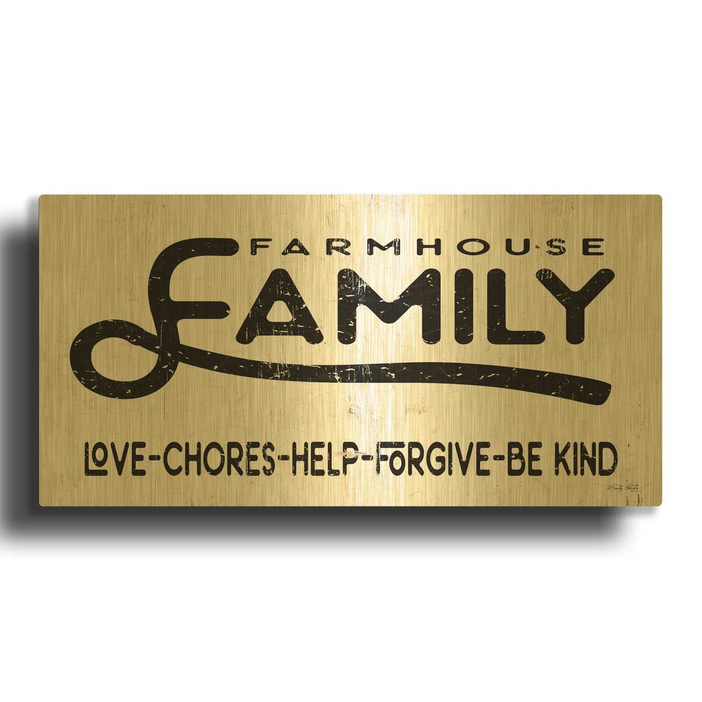 'Farmhouse Family' By Cindy Jacobs Gold Metal Wall Art