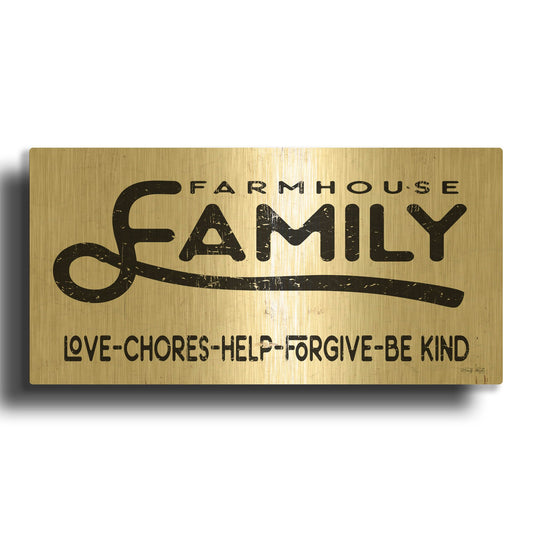 'Farmhouse Family' By Cindy Jacobs Gold Metal Wall Art