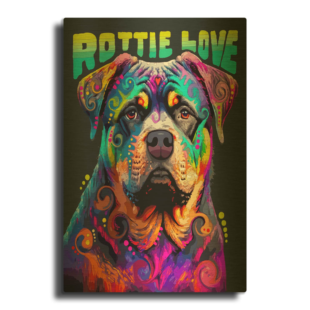 'Rottie Love' By Dean Russo Gold Metal Wall Art