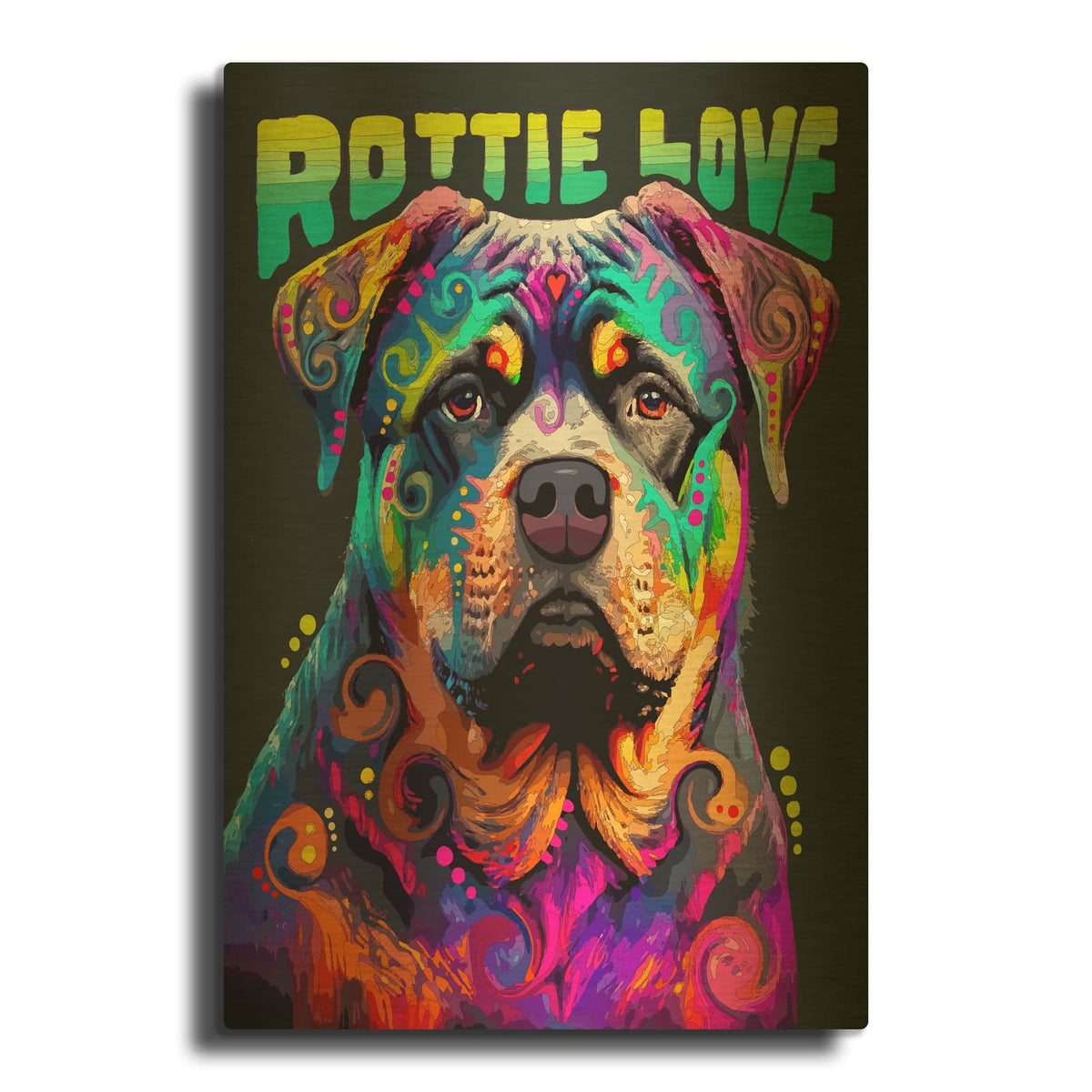 'Rottie Love' By Dean Russo Gold Metal Wall Art