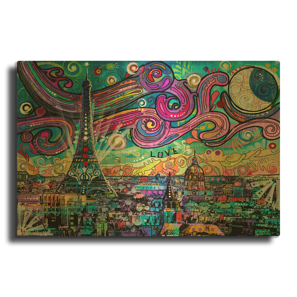 'Starry Night Over Paris' By Dean Russo Gold Metal Wall Art