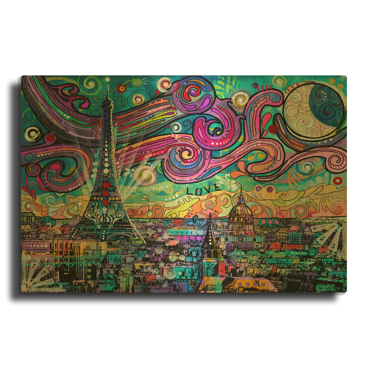 'Starry Night Over Paris' By Dean Russo Gold Metal Wall Art