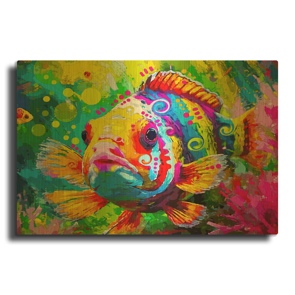 'The Bubbly Clown Fish' By Dean Russo Gold Metal Wall Art