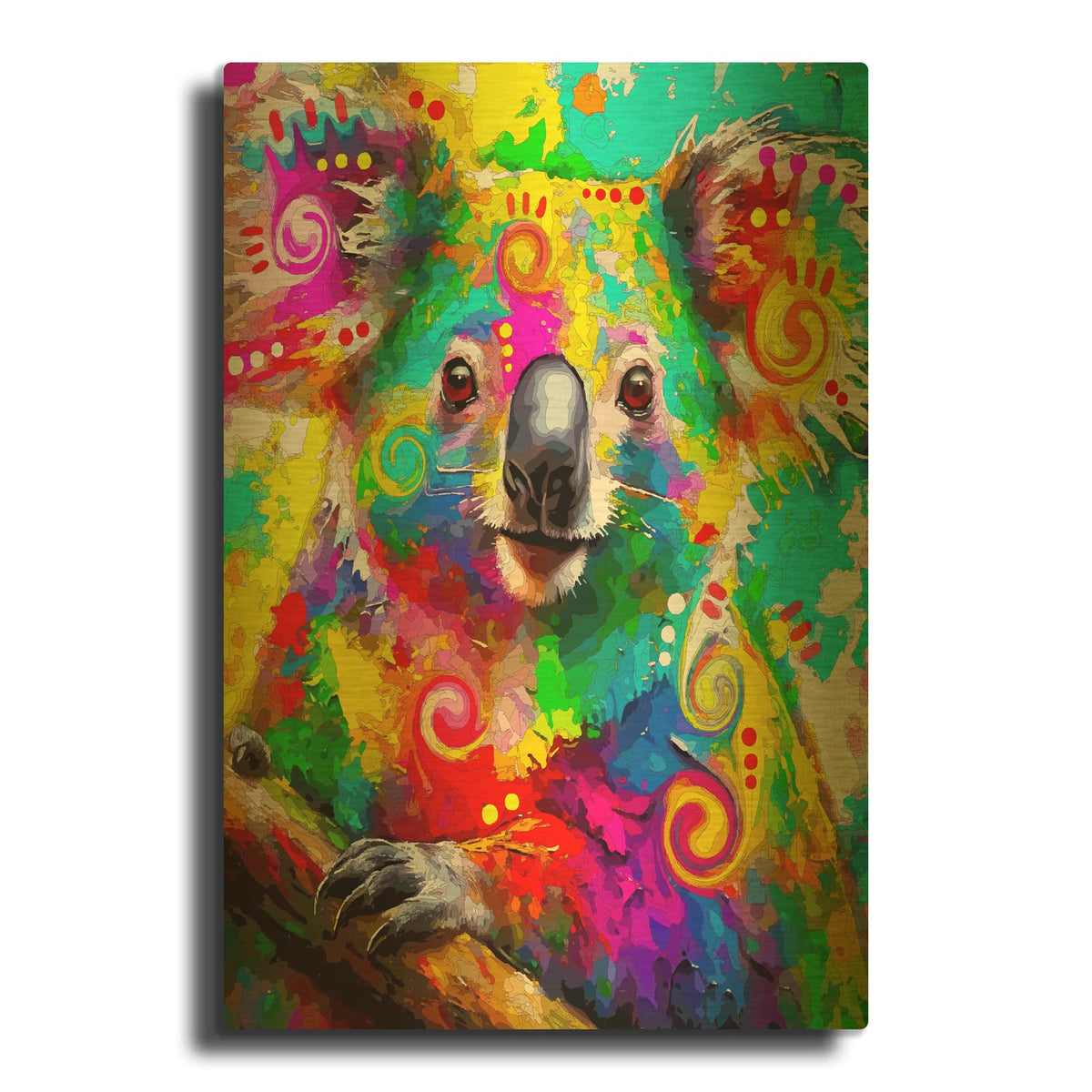 'The Caring Koala' By Dean Russo Gold Metal Wall Art