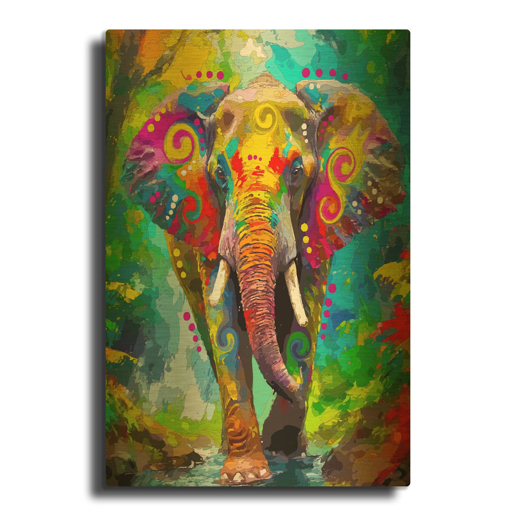 'The Elephant Stomp' By Dean Russo Gold Metal Wall Art