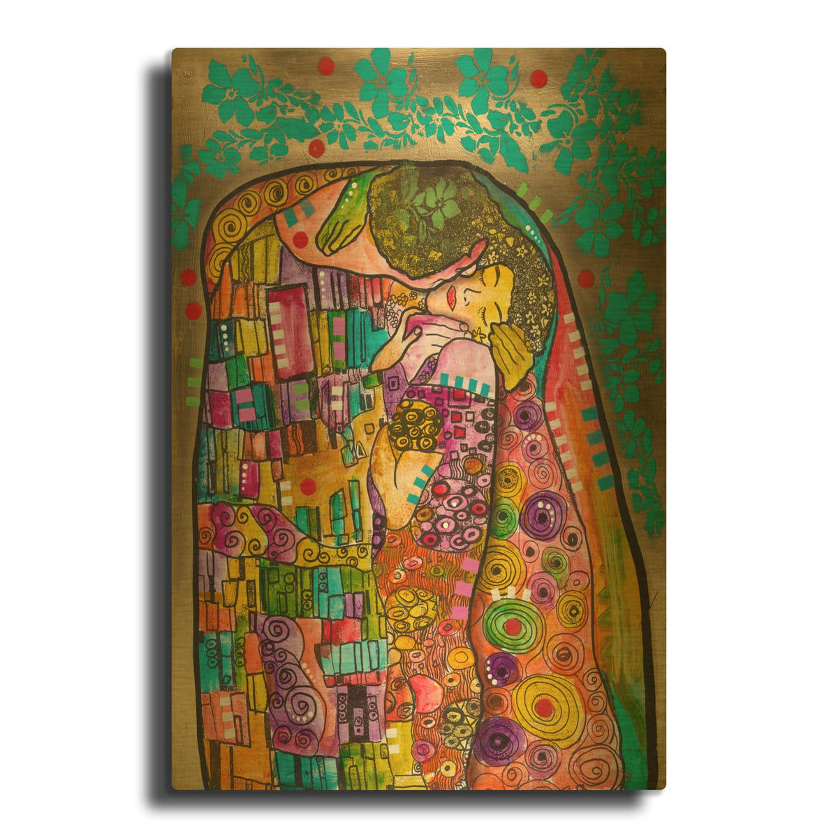 'The Kiss' By Dean Russo Gold Metal Wall Art