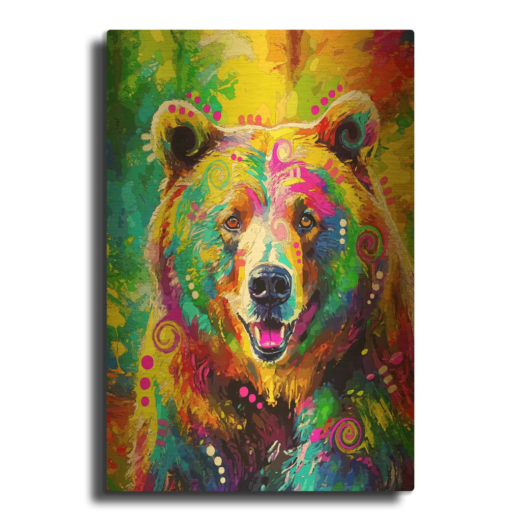'The Majestic Grizzly' By Dean Russo Gold Metal Wall Art