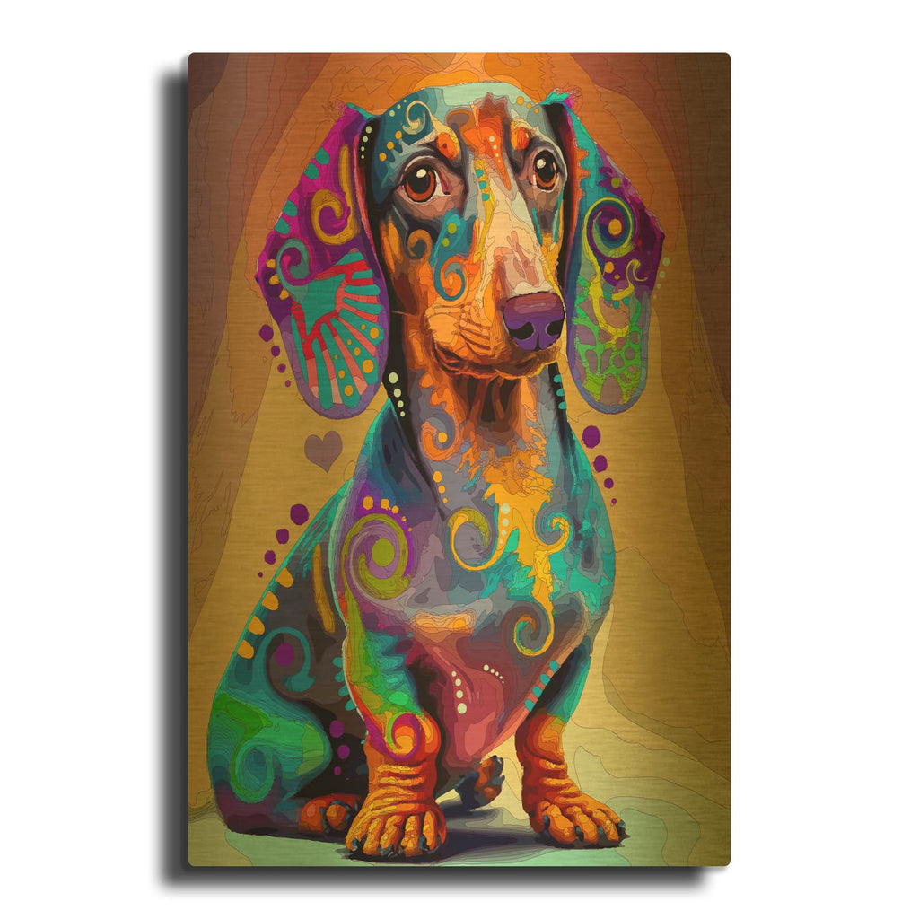 'The Obvious Doxie' By Dean Russo Gold Metal Wall Art