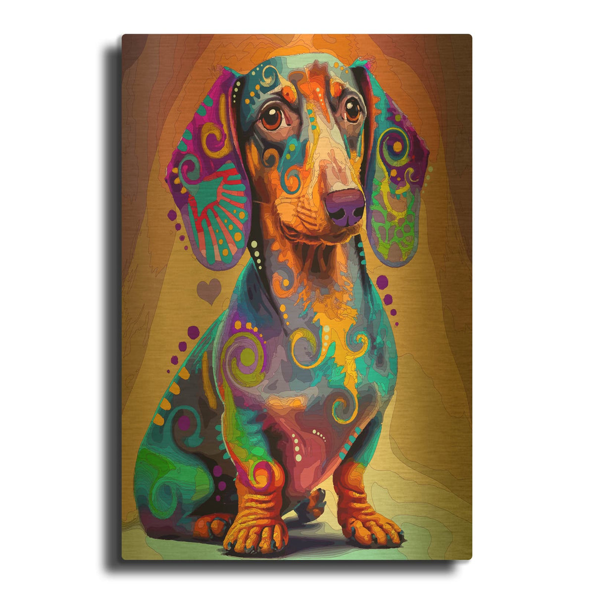 'The Obvious Doxie' By Dean Russo Gold Metal Wall Art