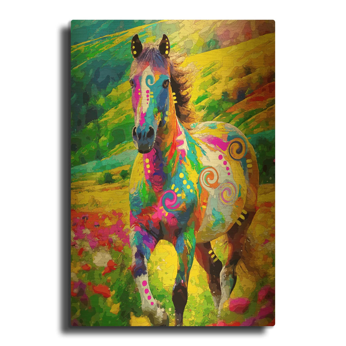 'The Painted Horse' By Dean Russo Gold Metal Wall Art