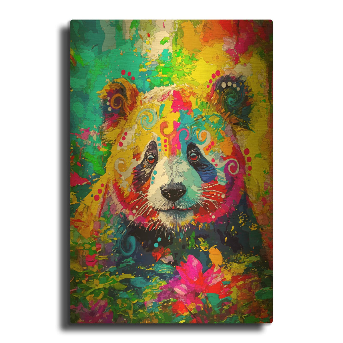 'The Pretty Panda Super' By Dean Russo Gold Metal Wall Art