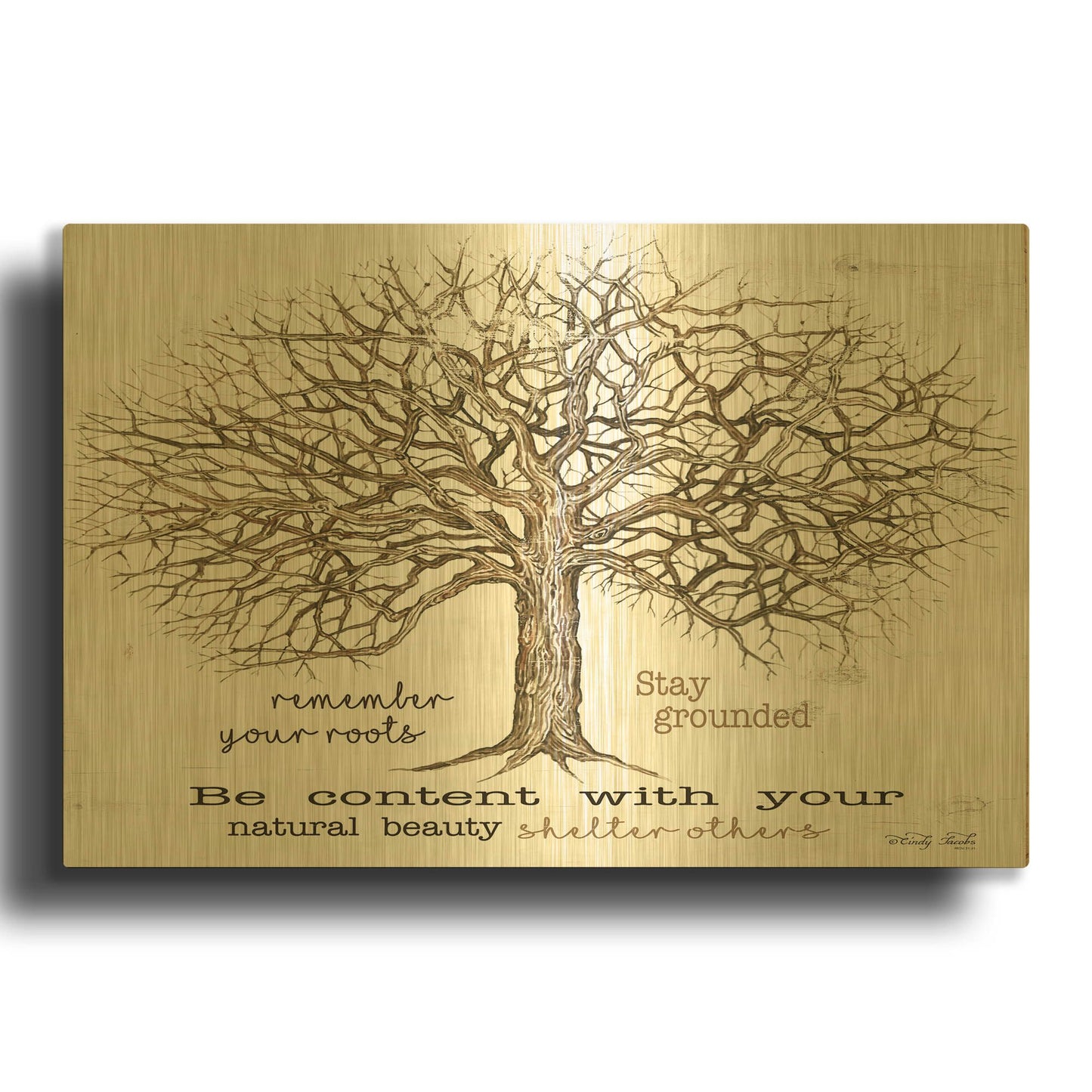 'Remember Our Roots' By Cindy Jacobs Gold Metal Wall Art