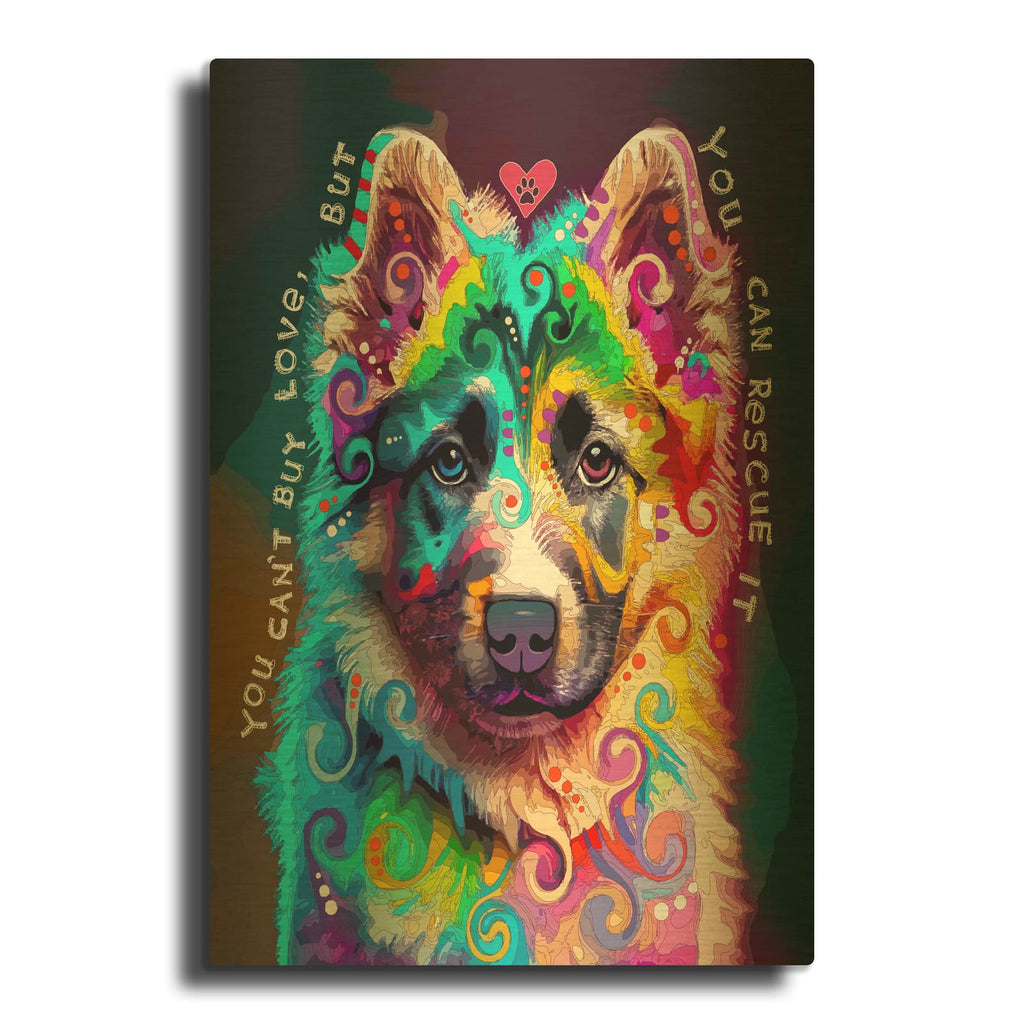 'The Rescue Pup' By Dean Russo Gold Metal Wall Art
