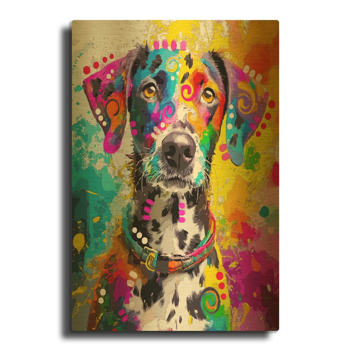 'The Shy Dalmatian' By Dean Russo Gold Metal Wall Art