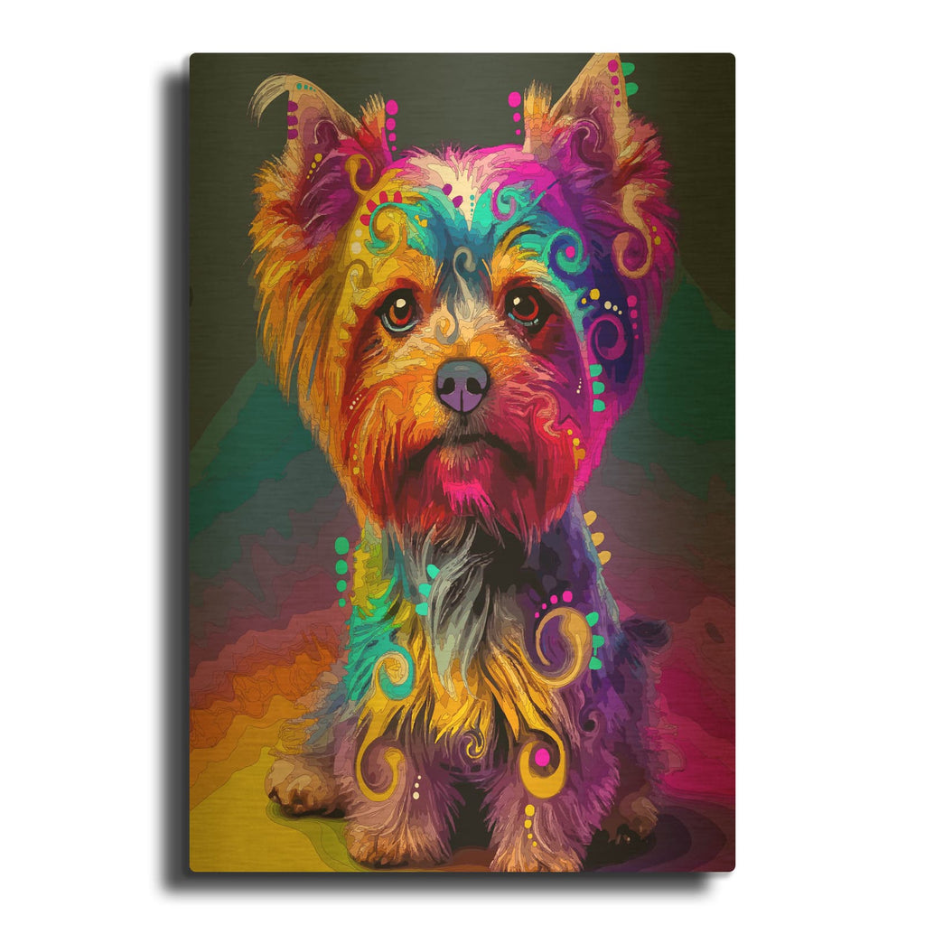 'The Sophisticated Yorkie' By Dean Russo Gold Metal Wall Art