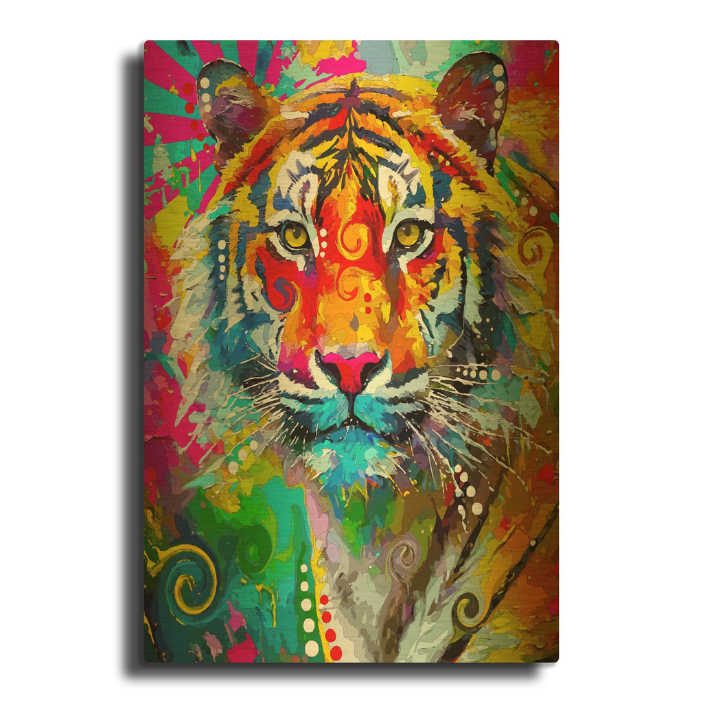 'The Standing Tiger' By Dean Russo Gold Metal Wall Art