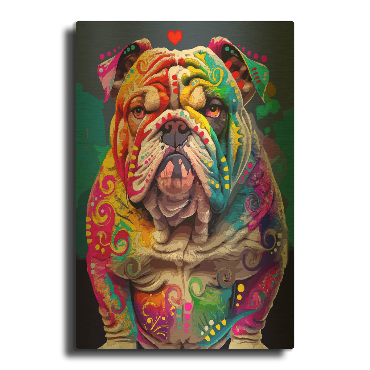 'The Unhumorous Bulldog' By Dean Russo Gold Metal Wall Art