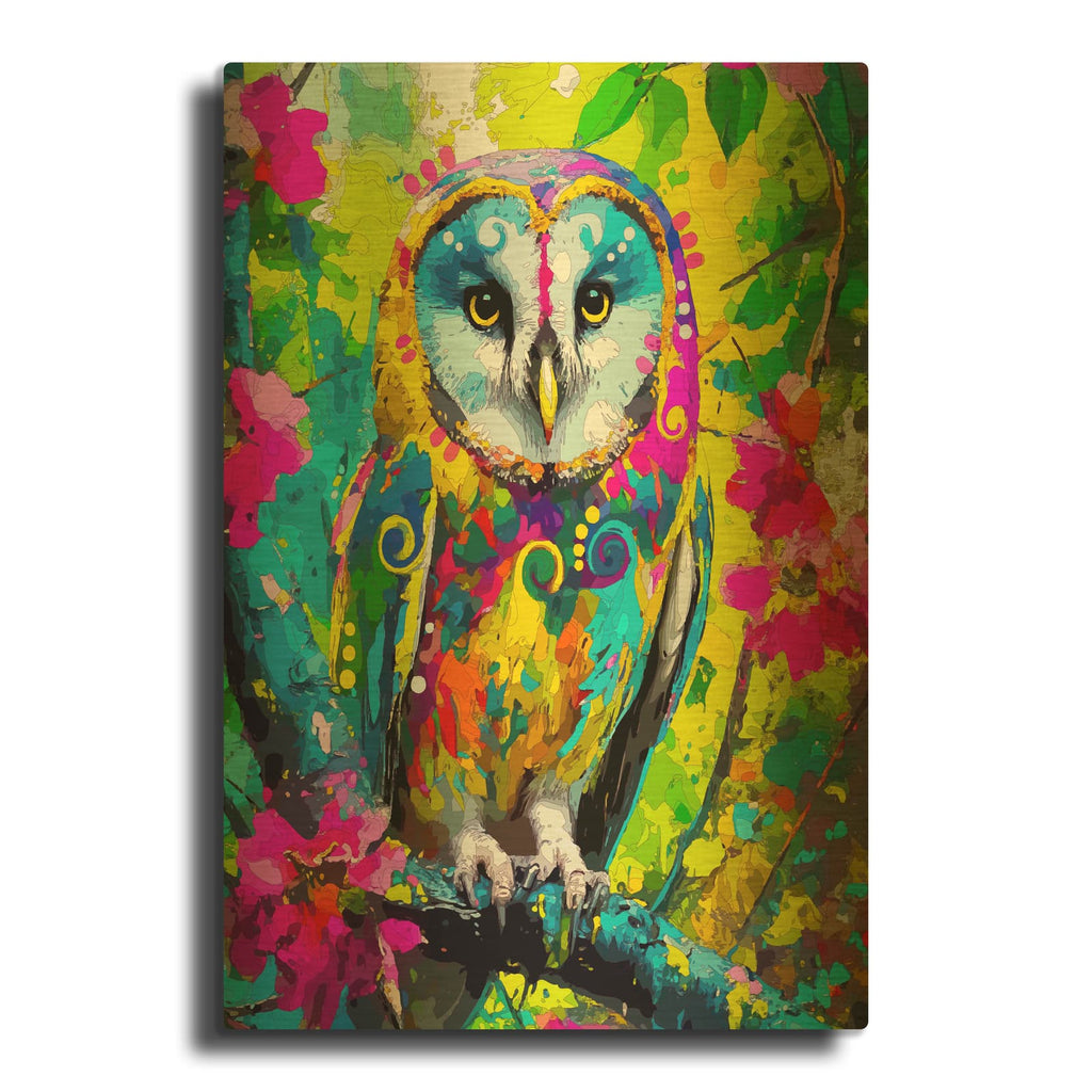 'The Waiting Barn Owl' By Dean Russo Gold Metal Wall Art
