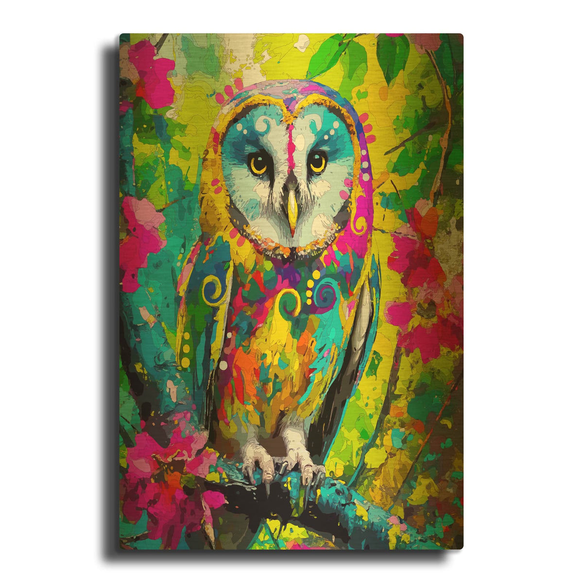 'The Waiting Barn Owl' By Dean Russo Gold Metal Wall Art