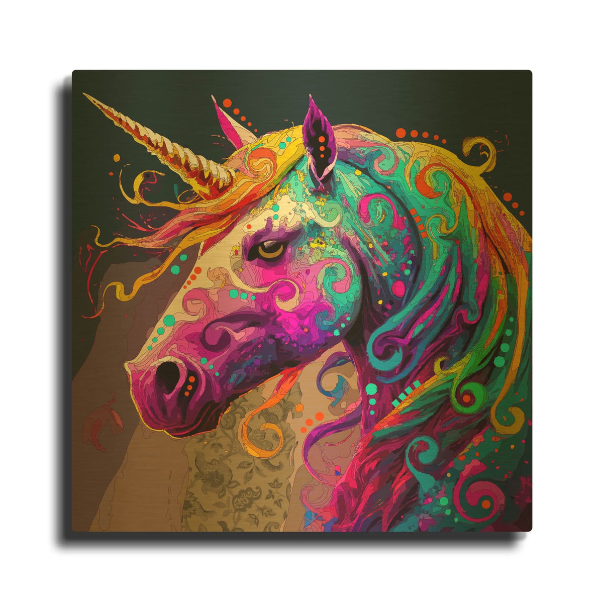 'Unicorn' By Dean Russo Gold Metal Wall Art