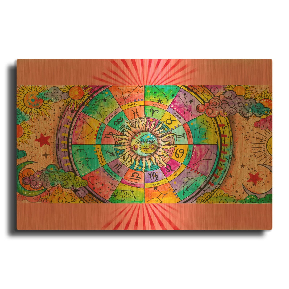 'Zodiac Constellations' By Dean Russo Gold Metal Wall Art