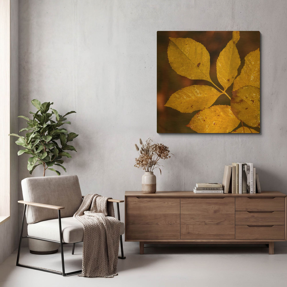 'Autumn 11' By Gordon Semmens Gold Metal Wall Art